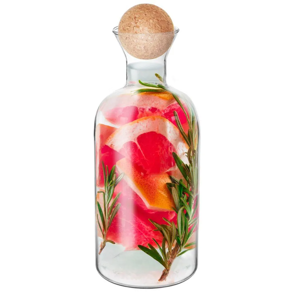 Orion Karaffe | Glasflasche mit Korkstopfen für Wein Spirituosen Wasser Limonade 1,3l